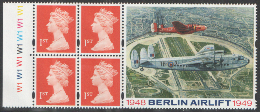 (image for) HB17 / DB22(7) Cyl W1 Berlin Airlift Torn Perfs 4 x 1st Class Unfolded Pane - Click Image to Close